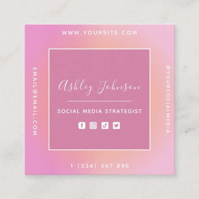 Carte De Visite Carré Social Media Manager Social Media QR Code Été (Devant)