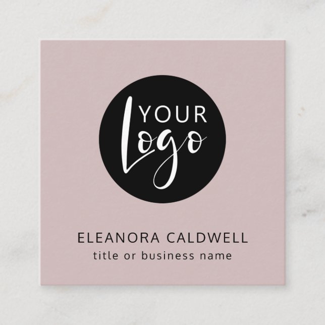 Carte De Visite Carré Social Media QR Code Logo Rose Gold (Devant)