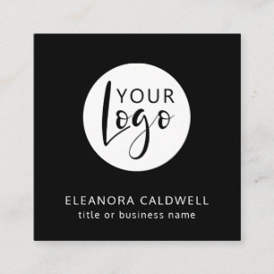 Carte De Visite Carré Social Media QR Code Votre logo noir