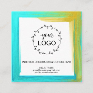 Carte De Visite Carré *~* Social Media QR LOGO Couleur en gras