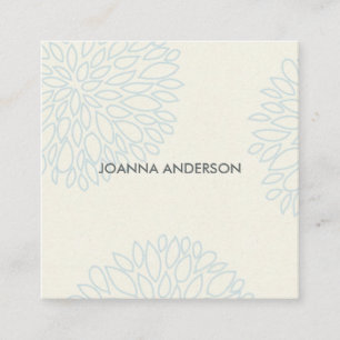 CARTE DE VISITE CARRÉ SOFT ÉLÉGANT MINIMAL AQUA BLEU FLORAL PERSONNALISÉ
