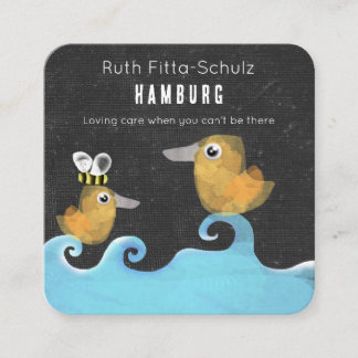 Carte De Visite Carré Soins de nurserie amour bébé canards doux océan fa