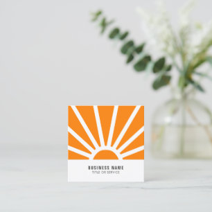 Carte De Visite Carré Soleil couchant brillant moderne Rayons de soleil 