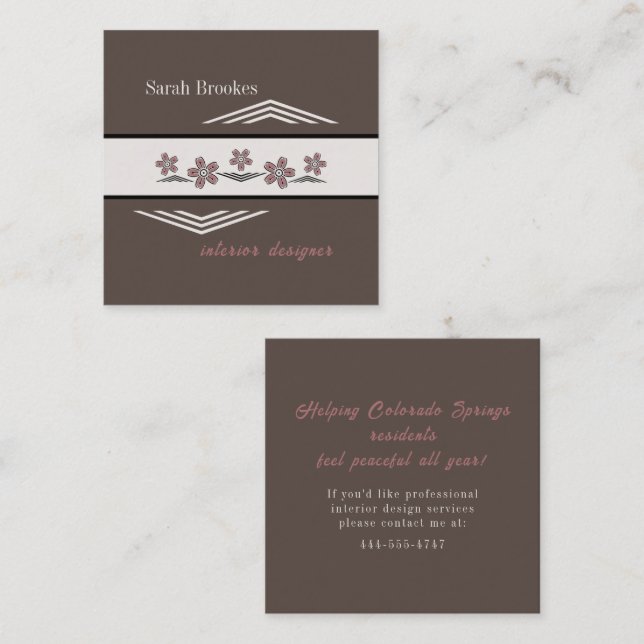 Carte De Visite Carré Soothing Earth Tones Cherry Blossom Business Card (Devant / Derrière)
