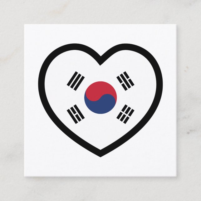 Carte De Visite Carré South Korea Flag Heart (Devant)