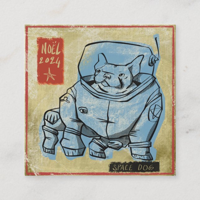 Carte De Visite Carré Space dog (Devant)