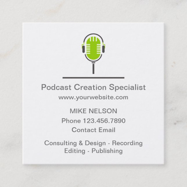 Carte De Visite Carré Spécialiste de la création de podcast professionne (Devant)