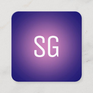 Carte De Visite Carré Spot doux - Initiales - Rose sur Marine profonde