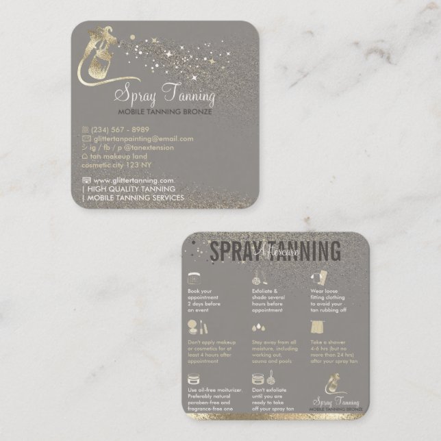 Carte De Visite Carré Spray Gris Tan Conseils d'utilisation (Devant / Derrière)