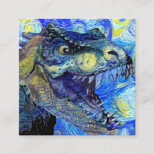 Carte De Visite Carré Starry Night Tyrannosaurus Rex Dinosaur Modèle