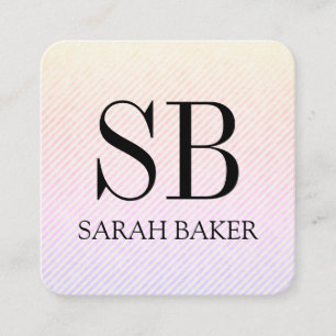 Carte De Visite Carré Stripes et Monogrammes de script