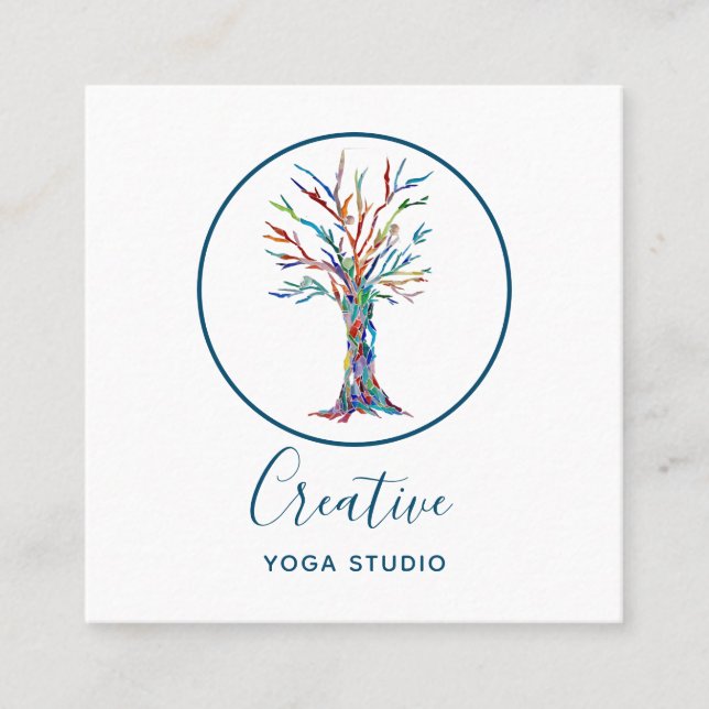 Carte De Visite Carré Studio De Yoga Moderne (Devant)
