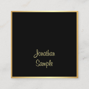 Carte De Visite Carré Style Black Gold Hand Script Texte Police Chic