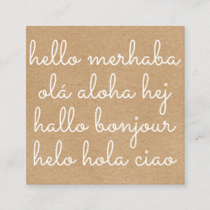 Carte De Visite Carré Style international Hello Rustic Kraft