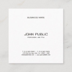 Carte De Visite Carré Style minimaliste noir blanc Modèle moderne Top