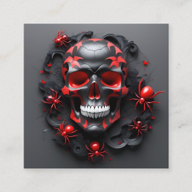 Carte De Visite Carré Style volumétrique de l'art de la nature crâne et  (Devant)