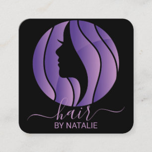 Carte De Visite Carré Styliste cheveux avec Logo Purple Ombre Salon