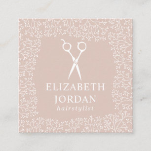 Carte De Visite Carré Styliste De Cheveux Cute Russe Cadre Floral Blush 