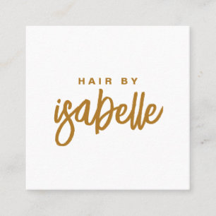 Carte De Visite Carré Styliste minimaliste moderne pour cheveux Gold Scr
