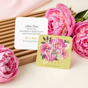 Carte De Visite Carré Suivez Mes Histoires Instagram Floral Social Media