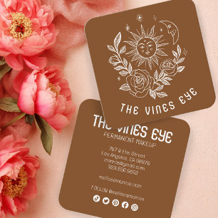 Carte De Visite Carré Sun Moon & Rose Magique Boho CUSTOM Médias sociaux
