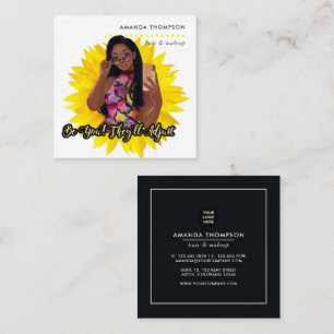 Carte De Visite Carré Sunflower Black Woman Beauté Mode Carré Busine