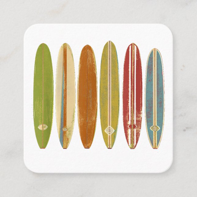 Carte De Visite Carré Surf de Longboard (Devant)