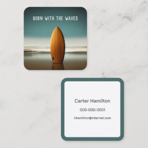 Carte De Visite Carré Surf En Bois Droit Sur Ocean Beach