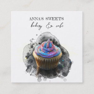 Carte De Visite Carré *~* Sweet Shop 3 QR Backery Cupcake