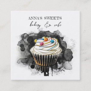 Carte De Visite Carré *~* Sweet Shop Bakery QR Social Media