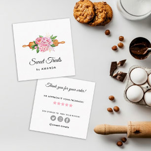 Carte De Visite Carré Sweet Traitements boulangerie Merci