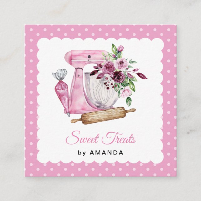 Carte De Visite Carré Sweet Treats Pink Thank you (Devant)