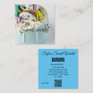 Carte De Visite Carré Sweets colorés Qr Code Carré moderne