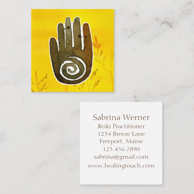 Carte De Visite Carré Symbole amérindien Healer's Hand (Devant / Derrière)