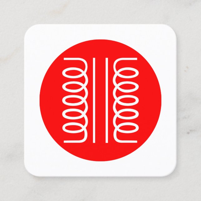 Carte De Visite Carré Symbole de transformateur électrique - Rouge et Bl (Devant)