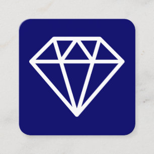 Carte De Visite Carré Symbole diamant - Blanc sur bleu foncé