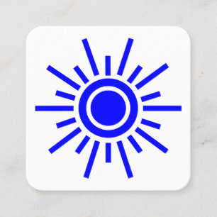 Carte De Visite Carré Symbole du soleil 01 - Bleu sur blanc