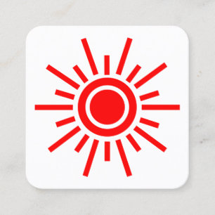 Carte De Visite Carré Symbole Sun 01 - Rouge sur blanc