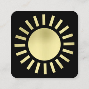 Carte De Visite Carré Symbole Sun 02 - Or sur noir