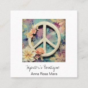 Carte De Visite Carré *~* Symboles blancs Grunge Boho AP57 QR