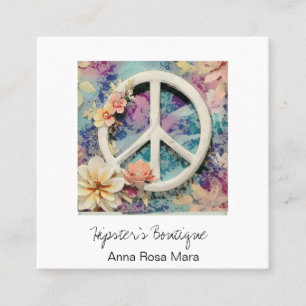 Carte De Visite Carré *~* Symboles blancs Grunge Boho AP57 QR