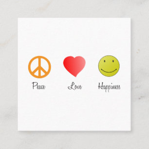 Carte De Visite Carré Symboles Peace Love Happiness