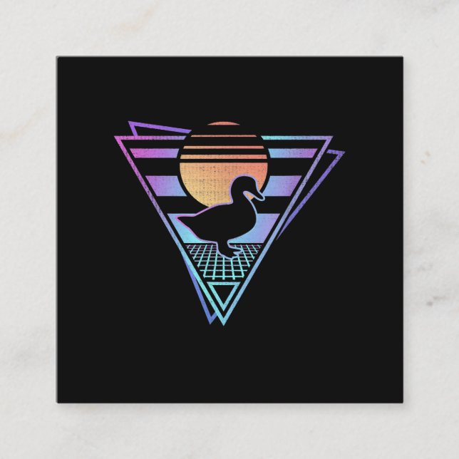 Carte De Visite Carré T-shirt Duck Retro 80s EDM Synthwave Cadeau (Devant)