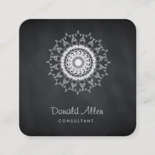 Carte De Visite Carré Tableau noir Vintage professionnel Damas