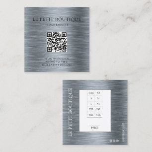 Carte De Visite Carré Tag de prix du tableau de taille du vêtement moder