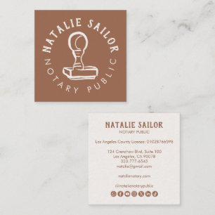 Carte De Visite Carré Tampon en bois Logo Notaire public Icône sociale P