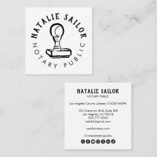 Carte De Visite Carré Tampon en bois Logo Notaire public Icône sociale P
