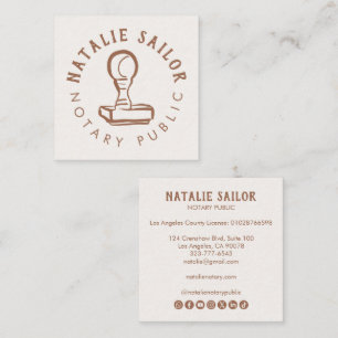 Carte De Visite Carré Tampon en bois Logo Notaire public Icône sociale P