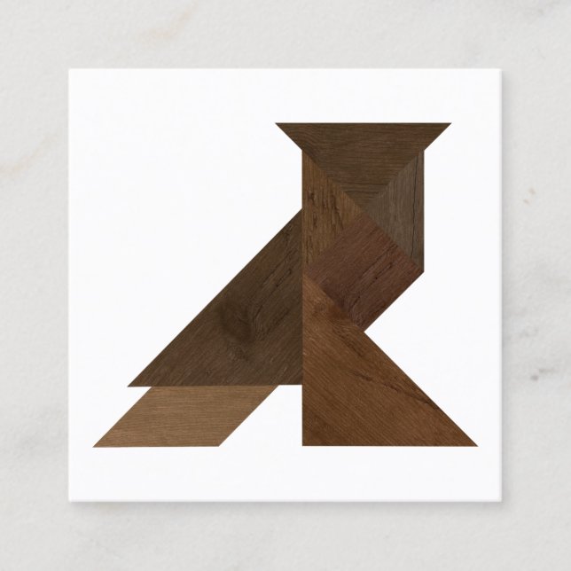 Carte De Visite Carré Tangram Owl Style Bois Design moderne (Devant)