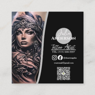 Carte De Visite Carré tatouage moderne Artiste Entreprises